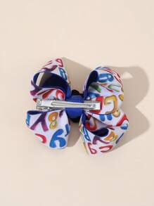 2pcs Back To School Hair Bows For Students Glitter ABC Bow Hair Clips Letters Pattern Bow Grosgrain Ribbon Bow Alligator Clips Colorful Letters Printed Bow Hairpins With ABC Accessory Cute Bow Barrettes For First Day Of School Teens Hair Accessories