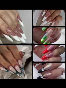 150pcs Enlarged, Widened, Long, Thin And High Heel Nail Gel Extension Mold, Three-Color Full Cover Nail Extension Mold And Large-Scale Boxed Nail Art Tools, Salon Nail Products, Party Nail Art Tools-Pink - Pink - View 6