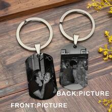 Customized Photo/Text Engraved Key Chain, Personalized Dog Tag Style Key Holder, Suitable For Men, Boyfriend, Father, Halloween, Christmas, Holiday Gifts, Pet Dog Accessory Key Chain - Multicolor - View 12