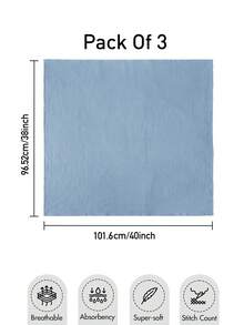 GLLQUEN BABY 3 chiếc chăn quấn em bé bằng vải muslin, họa tiết voi, đồ dùng thiết yếu cho bé, quà tặng/đồ dự trữ, kích thước 40 x 38 inch, đạt chứng nhận Oeko-Tex Standard 100. - Màu xanh nhạt - Xem 3