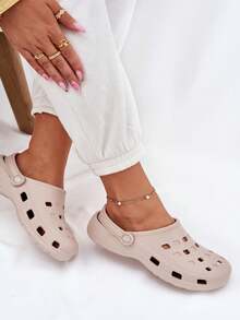 Sandalias casuales y versátiles con diseño hueco para mujer, para el verano - Beis - Ver 8