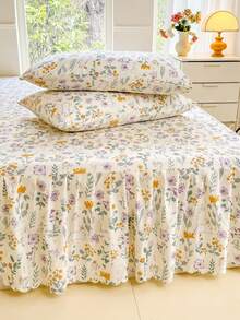 Bộ 3 món (1 ga phủ chân giường, 2 vỏ gối), ga phủ chân giường xếp ly in họa tiết, tấm phủ toàn bộ giường, chống bụi, bộ ga phủ chân giường xếp ly kèm 2 vỏ gối, thoáng khí, thấm hút mồ hôi, mềm mại, có thể giặt, không phai màu, bộ bảo vệ nệm kháng khuẩn. - Những nơi bí mật - Xem 9