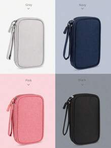 1pc Digital Accessories Storage Bag, Electronic Organizer Travel Universal Cable Pouch, Suitable For Phone Case, Data Cable, Coin Purse, Jewelry, Classified Storage Compartments, Power Bank, Mouse, Charger, Cable, Pencil Case, Hard Drive, Protective Cover, Washable Travel Storage Pouches