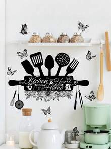 قطعة واحدة ملصق إكسسوارات المطبخ الإبداعية الجديدة، ملصقات لديكور المنزل، ملصقات مائية قابلة للإزالة لمطعم أو مطبخ أو ديكور المنزل - الأسود - مشاهدة 7
