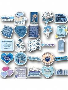 SCXXBSW 50pcs Blue Bookish Cartoon Graffiti Stickers Decorative Water Cups Notebook Luggage Waterproof Stickers - Multicolor - View 12