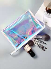 Geantă de mână holografică iridescentă multifuncțională, geantă cu fermoar laser de mare capacitate, geantă cosmetică, geantă organizator, geantă de machiaj transparentă în culorile curcubeului, geantă de depozitare de înaltă calitate, convenabilă, impermeabilă, potrivită pentru depozitare acasă, călătorii în aer liber. Aceste genți nu sunt potrivite doar pentru cosmetice, ci pot fi folosite și ca plicuri, rafturi de papetărie, cutii de ochelari, creioane și chiar ca rechizite pentru întoarcerea la școală, Ziua Profesorului, Ziua de apreciere a angajaților sau pungi cadou pentru orice ocazie.