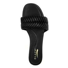 lunryet Women's Square Open Toe Slides Braided Woven Single Band Slip On Flat Sandals Tua-1 - Black - View 8