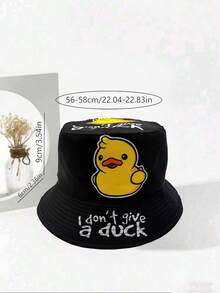 Reversible I Don't Give A Duck & Cute Yellow Duck Print Bucket Hat - Vacation Party Essential Unisex Fashion Cap - Double-sided Yellow Duck - View 3