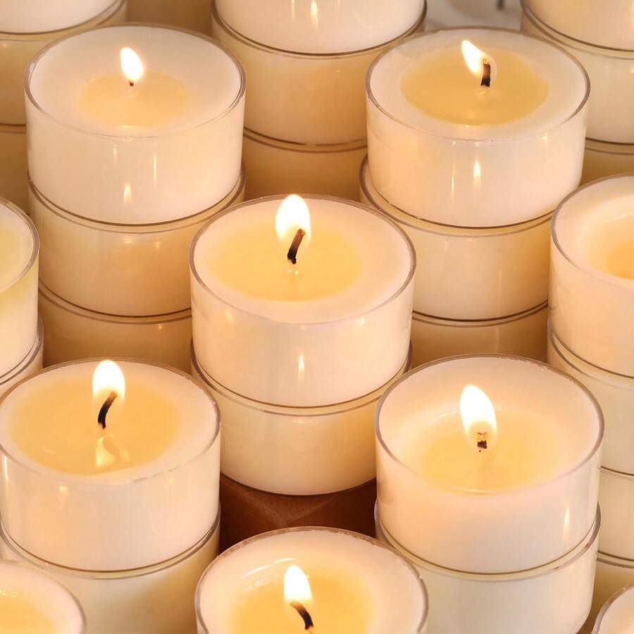 50/120 Pack Natural Unscented Soy Wax Tealight Candles, Paraffin-Free Mini Tea Lights, Up To 6 Hours Long Clean Burn Time, Bulk Multipurpose Candles Perfect For Daily Dinners, Power Outage Emergency Lighting & Table Decorations - 6Hour - View 1