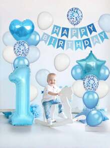 25 Stücke Kinder Metallische Zahlen, Stern, Herz-förmige Folienballons Set, Kleinkind Geburtstags Party Deko Girlande