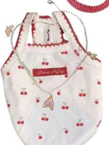 Ropa para mascotas Gatos Perros Primavera Verano Otoño Nuevo Chaleco de Aro Transpirable Osito de Peluche para Perros Pequeños - Rojo y blanco - Ver 8