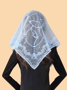 1pc Women's New Portrait Jacquard Triangle Scarf Headscarf Shawl, Elegant & Fashionable For All Seasons, Women's Functional Outdoor Breathable Lightweight Exquisite Head Wrap, Shawl, Suitable For Party, Church