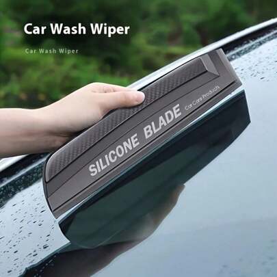 1pc Soft Silicone Car Window Wiper Blade, Gentle Scratch-Free Cleaning Tool For Water Stains, Professional Auto Glass Cleaner, Easy Water Scraper For Shower Doors Mirrors, Home Use