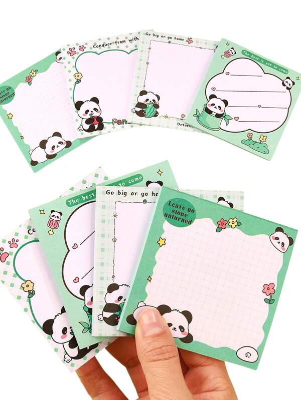 4 Books (200 Sheets) / 1 Book(50 Sheets) Cute Panda Cartoon Sticky Notes, 4 Different Patterns, Practical For Daily Use , Back To School Gifts