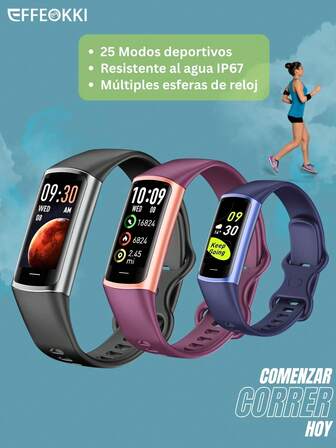  Pulsera inteligente Effeokki para fitness, rastreador de actividad, podómetro, salud, resistente al agua, multideportes, compatible con iPhone y Android