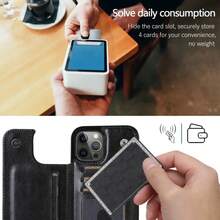 Compatible With IPhone 16e, 16, 15, 14 Plus, 13, 12, 11 Pro Max Wallet Phone Case – Features Card Holder, Kickstand Slot, Dual Magnetic Clasp, And Durable Protective Cover. The Perfect Gift For Friends, Family, Or Yourself. - 黑色 - 查看 2