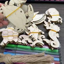 88 Pieces Sea Animals Wooden Craft Kit With Stickers, Drill Stickers And Colored Pencils Colorful DIY Painting And Decorating Kits, Gifts And Seasonal Decorations For Back-To-School Season, Halloween And Christmas Diy Gifts