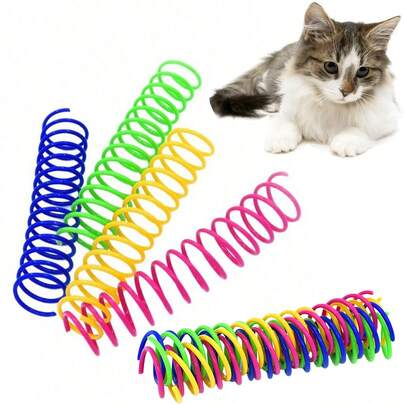 Random Color Cat Toys, Retractable Spring Ball Toys, Colorful Spring Tubes, Interactive Rolling Ball Lively Spring, Caged Mouse Spring Toys, Indoor Cat Pet Supplies, Durable, Encourage Cat Exercise