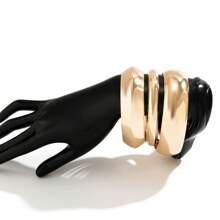 3pcs Chunky Golden Bangle Bracelets Wide Chunky Cuff Bangles Bracelets Golden Stackable Bracelets Jewelry For Women