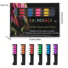 6/8/10 色染发粉套装，临时染发工具，无需用水，适合派对、节日、万圣节、圣诞节礼物 - 彩色 - 查看 9