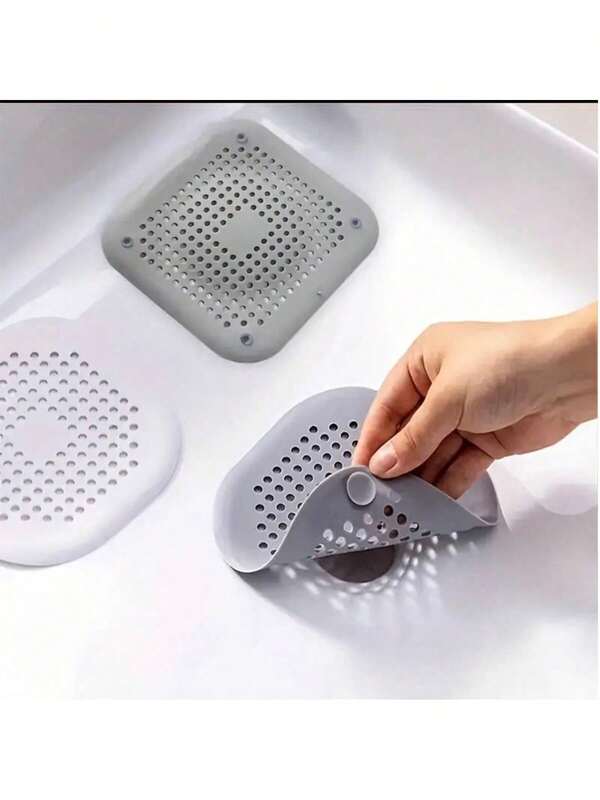 1 pièce Bouchon de drainage pour cheveux, grille de drainage carrée pour douche, bouchon anti-cheveux en silicone avec ventouse, filtres anti-bouchon pour évier, bouchons de vidange de baignoire et de douche, bouchons désodorisants en silicone pour cuisine, outils de salle de bain, services de nettoyage commercial/magasins, décoration de salle de bain maison, tapis de bain, tapis de sol, tapis d'extérieur, paillasson, été
