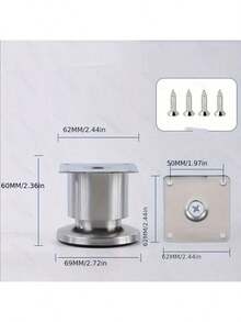 4 piezas de patas de muebles ajustables de metal - Patas de gabinete de acero inoxidable de alta resistencia con acabado cepillado para sofá, cama, mesa, uso en el hogar y la oficina - Multicolor - Ver 17