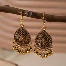 1 Par de Pendientes Colgantes con Estilo Vintage de Lágrima de con Cascabel, para Uso Diario de Mujer