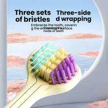 YACGAOREN Cepillo de dientes de limpieza triple, 3 lados, alta eficiencia de limpieza, limpia áreas ocultas, mango antideslizante - Multicolor - Ver 4