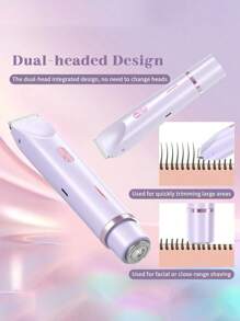 Multifunctional Shaver Rechargeable Electric Hair Removal Trimmer For Men And Women - Dual Head Shaver With USB Charging, Painless Wet And Dry Use 400mAh