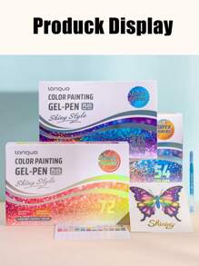 Languo 72 Colors Burst Flash Color Neutral Pen Set Jumbo Capacity Metallic Glitter Gel Pens, Flash Special Effects Highly Attractive Drawing Handbook Pen Highlighter 1mm, Elementary School Students Art Drawing Special Diy Drawing Book Can Be Stacked Color Impermeable Paper High Capacity Highlighter Highlighter Gel-Pen Hand Drawing Pen Can Be Used For Student Marking , Back To School Gifts