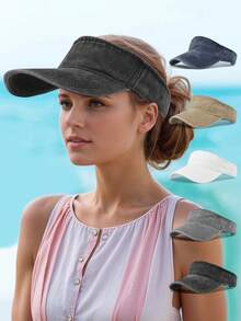 1 件运动服运动遮阳帽太阳运动遮阳帽遮阳帽可调节帽子男女通用，高尔夫棒球帽 - 1pc 復古色 - 查看 11