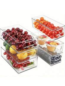 5/3pcs Clear Organizer Set-Stackable, Portable Drawers-Ideal For Food, Fruit, Vegetables, Meat, Cosmetics, Jewelry Desk & Household Storage-With Handles, Suitable For Kitchen, Refrigerator, Dressing Table, Bathroom, Home Decor, Household Accessories - White - View 9