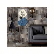 3D Cube Geometric Self-Adhesive Vinyl Wallpaper - Detachable Stripes And Shapes Pattern Wall Decor For Living Room, TV Background, And Parties - Gray Drop Match Peel & Stick Wall Mural