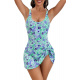 Green, Purple, Flower Printed