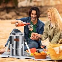 Bolsa aislada y a prueba de fugas Tirrinia para 2 botellas de vino - Enfriador acolchado para viajes, restaurantes, catas, fiestas, un gran regalo para amantes del vino - Rayas - Ver 7