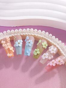 Bộ dụng cụ trang trí móng tay hình hoa 3D bằng acrylic 6 ô, trang sức móng tay tự làm hình hoa nhiều màu sắc kết hợp với hạt thép, ngọc trai, đá quý. - Nhiều màu - Xem 5