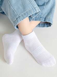 5 Pairs Kids' Breathable Mesh Sports Socks, Pure Cotton Short Tube Socks, Sweat-Absorbent Basketball Socks, Spring/Summer