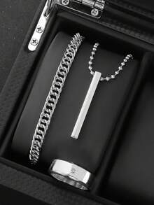 3pcs/9pcs Set Men's Hip-Hop Fashion Pendant Necklace, Bracelet And Ring, Suitable For Everyday Wear (No Box) - Jewelry Set - View 6