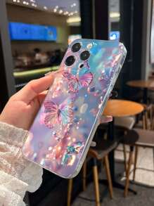 1pc High Transparency Animal Butterfly Painted Thick Anti-Slip Protective Phone Case Suitable For IPhone 16, IPhone 16 Pro, IPhone 16 Plus, IPhone 16 Pro Max, IPhone 15 Pro Max, Apple P13, P14 Women, P11 Soft Shell, P12, XS, XR, 7/8P