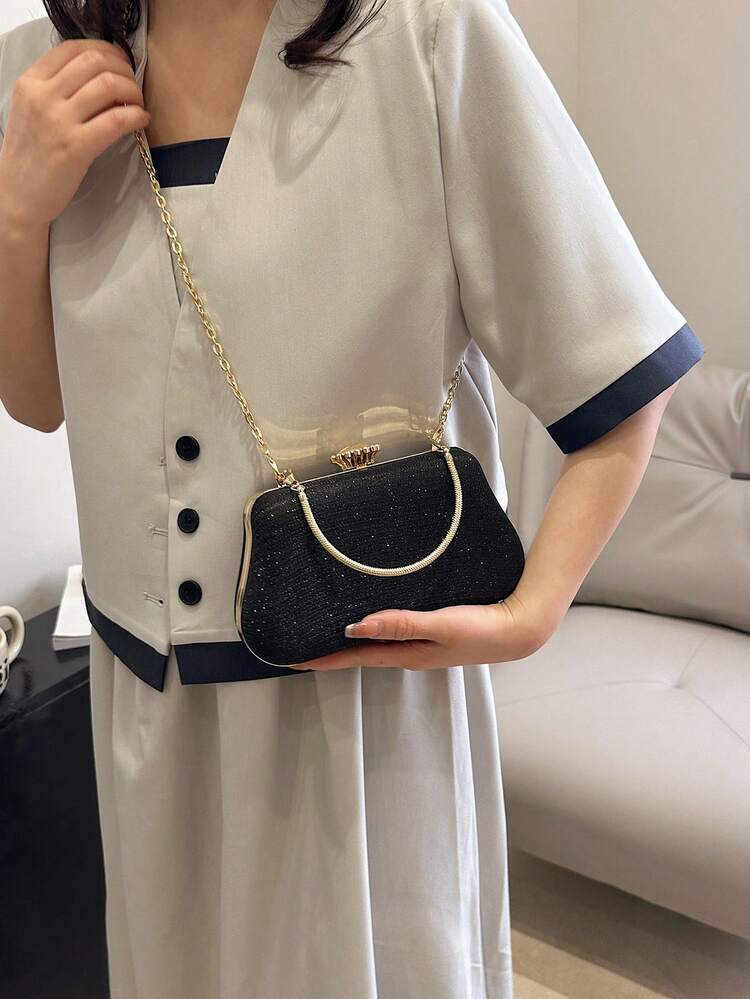 2025 New Party Wedding Shoulder Handbag & Crossbody Evening Clutch Bag, Classic Style - Black - View 3