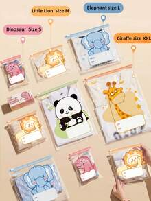 10pcs/3pcsOne Zipper Bag Mother And Child Sealed Bag Kindergarten Clothes Sorting Bag , Used For Clothing, Underwear, Shoes, Luggage Arrangement, With Transparent Design Compartment Bag,Back To School Necessary - Multicolor - View 2