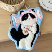 [Free Shipping] 1 Cat Hand Towel, Wall Hangable, Thick, Cat Shaped, Super Absorbent, Cute, Coral Fleece, For Kitchen And Bathroom, Pet Hand Towel, Highly Absorbent, Quick-Drying Cat Towel, Suitable For Kitchen And Bathroom