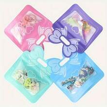 paquete de 12 bolsas de regalo con lazos de estilo nuevo, bolsas de plástico autosellables pequeñas para postales, tarjetas, bocadillos, dulces y decoraciones que se mantienen de pie. - Multicolor - Ver 8