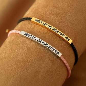 [Inspirational Bracelet] 1pc Inspirational Bracelet Dont Let The Hard Days Win Handmade Braided Adjustable Wrap Stainless Steel Tube Gifts For Girl Boy Daughter Sister Friends Teen Girls Jewelry