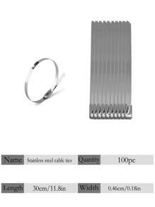 100pcs Stainless Steel Self-Locking Cable Ties, Rust-Proof, Corrosion-Resistant, High Temperature Resistant, Industrial Metal Zip Ties