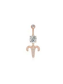 1 bucată culoare argintie culoare auriu-roz douăsprezece constelații zirconia sexy lung inel pentru buric piercing din oțel chirurgical femei inel pentru buric