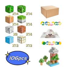 24/68/106 piezas Juego de construcción magnético, Rompecabezas 3D DIY, Decoración del hogar creativa, Regalo de Navidad perfecto, Kit de construcción de plástico multicolor