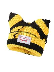 Chapéu de Malha Estilo Orelha de Porco, Gorro Macio de Camada Dupla e Quente, Unissex, 180g