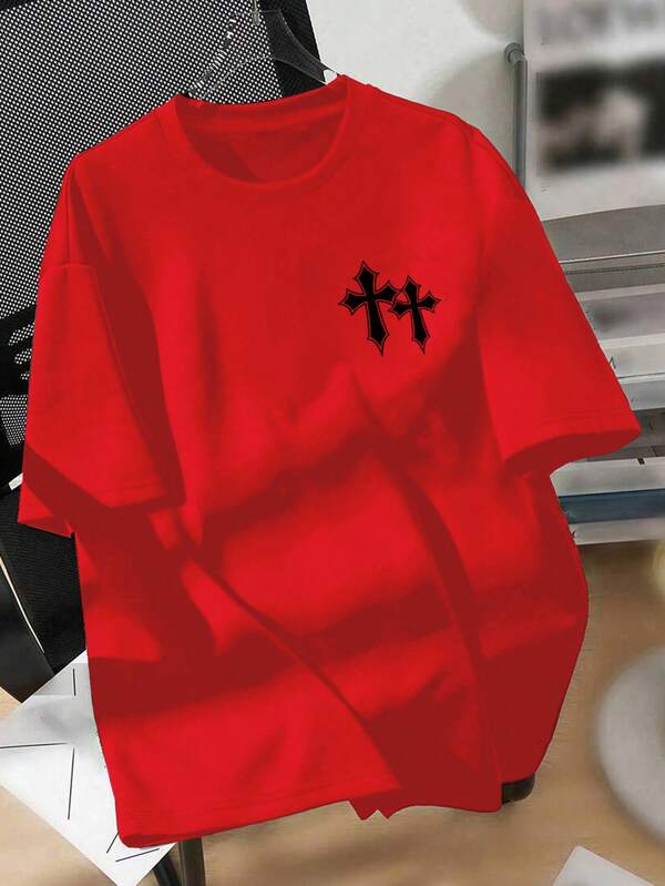 T-shirt graphique ample à épaules tombantes et coupe ample pour hommes, printemps/été