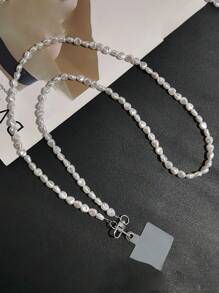 قطعة واحدة سيور هاتف قابلة للتعديل فاخرة للسيدات، سلسلة عنق عبر الجسم مزينة بخرز أنيق لحقيبة اليد وغطاء الهاتف كهدية